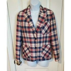 Vintage Spiegel Women's Blazer Red White and Blue Plaid Size 5/6 Small Patriotic